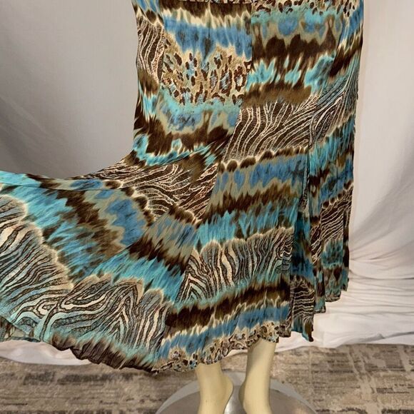 Vintage Animal Print Double Layered Chiffon Midi Skirt Size 4 - Picture 2 of 13